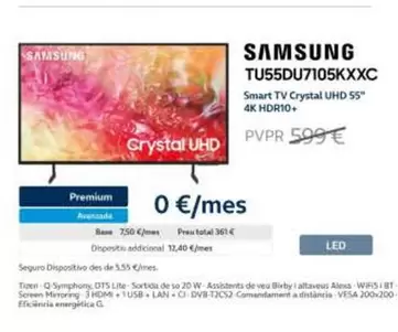 Oferta de Samsung - Smart Tv Crystal Uhd 55" 4K por 599€ en Movistar