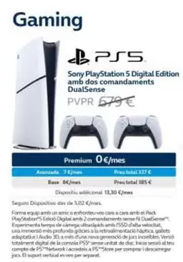 Oferta de Sony - Playstation 5 Digital Edition Amb Dos Comandaments Dualsense por 679€ en Movistar