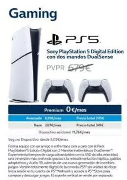 Oferta de Sony - PlayStation 5 Digital Edition Con Dos Mandos DualSense  por 679€ en Movistar