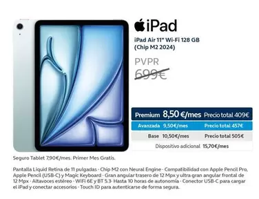 Oferta de Apple - iPad Air 11" Wi-Fi 128 GB  por 699€ en Movistar