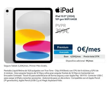 Oferta de Apple - Ipad 10.9"(2024) por 399€ en Movistar