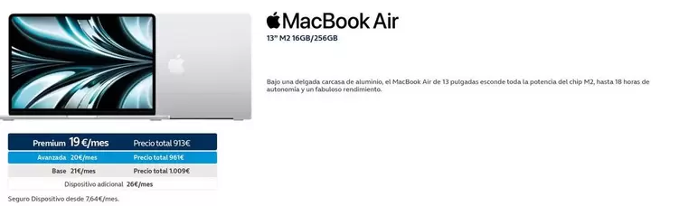 Oferta de Apple - MacBook Air por 913€ en Movistar