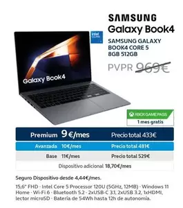 Oferta de Samsung - Galaxy Book4  por 969€ en Movistar