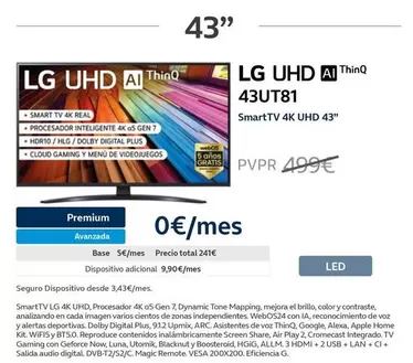 Oferta de LG - 43UT81  por 499€ en Movistar