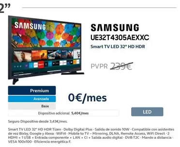 Oferta de Samsung - UE32T4305AEXXC  por 239€ en Movistar