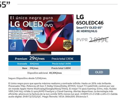 Oferta de LG - 65OLEDC46  por 2899€ en Movistar