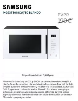 Oferta de Samsung - MG23T5018CW/EC Blanco  por 199€ en Movistar