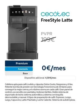 Oferta de Cecotec - FreeStyle Latte por 199€ en Movistar