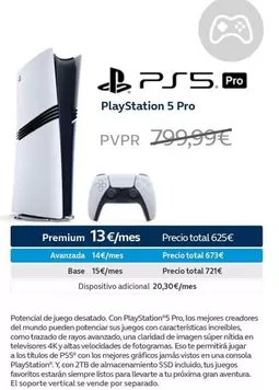 Oferta de Sony - Playstation 5 Pro por 799,99€ en Movistar