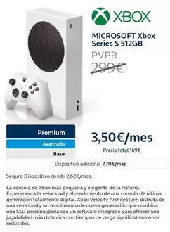 Oferta de Xbox - Microsoft  Series S 512gb por 299€ en Movistar