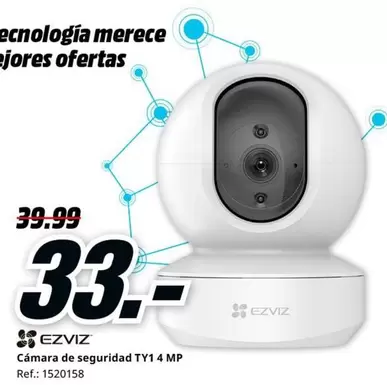 Oferta de Ezviz - Camara De Seguridad TY 1 4 MP por 33€ en MediaMarkt