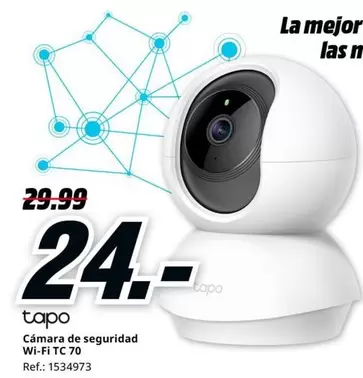 Oferta de Tapo - Cámara De Seguridad Wi-Fi TC 70 por 24€ en MediaMarkt