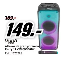 Oferta de Vieta - Vita Pro Altavoz De Gran Potencia Party 11 VMHV350BK por 149€ en MediaMarkt