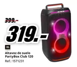 Oferta de JBL - Altavoz De Suelo Partybox Club 120 por 319€ en MediaMarkt