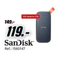 Oferta de Sandisk - Ssd Externo 2tb por 119€ en MediaMarkt