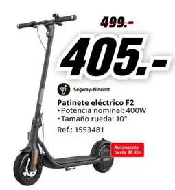 Oferta de Rueda - Patinete Eléctrico F2 por 405€ en MediaMarkt