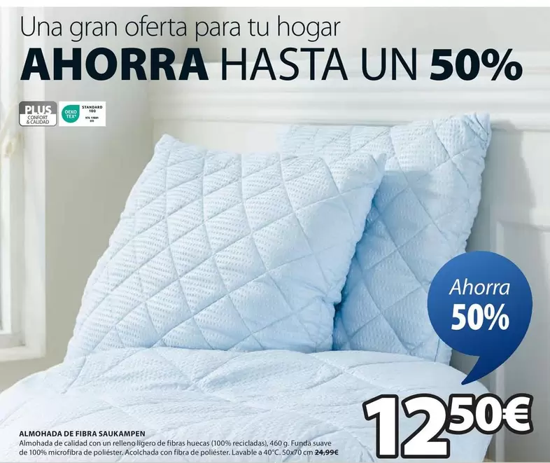 Oferta de Plus - Almohada De Fibra Saukampen por 12,5€ en JYSK