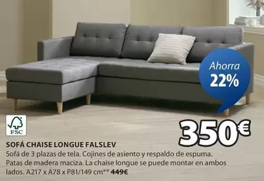 Oferta de Sofá Chaise Longue Falslev por 350€ en JYSK