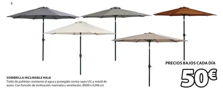 Oferta de Sombrilla Incluinable Malk por 50€ en JYSK