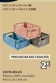 Oferta de Cesta Milas por 2€ en JYSK