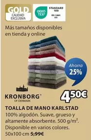 Oferta de Kronborg - Toalla De Mano Karlstad por 4,5€ en JYSK