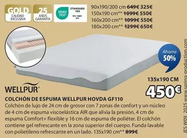 Oferta de Wellpur - Colchón De Espuma  Hovda Gf110 por 450€ en JYSK