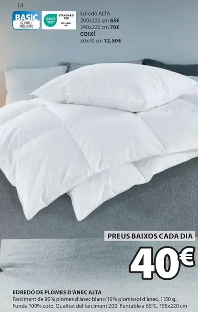 Oferta de Basic - Edredon De Plomes D'Aneca Alta por 40€ en JYSK