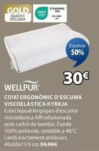 Oferta de Wellpur - Coixi Ergonomic D'escuma Viscoelàstica Kyrruja por 30€ en JYSK