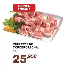 Oferta de Origen - Chuletas De Cordero Lechal por 25,95€ en Hipercor