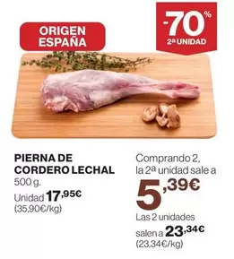 Oferta de Origen - Pierna De Cordero Lechal por 17,95€ en Hipercor