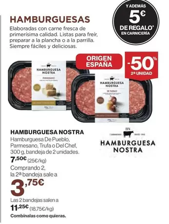 Oferta de Origen - Hamburguesa Nostra por 7,5€ en Hipercor