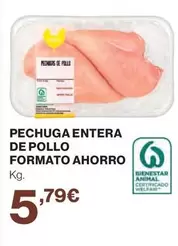 Oferta de Pechuga Entera De Pollo Formato Ahorro por 5,79€ en Hipercor