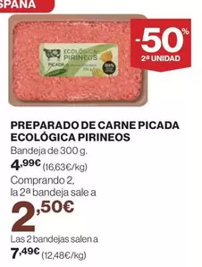 Oferta de Pirineos - Preparado De Carne Picada Ecologica por 4,99€ en Hipercor