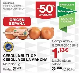 Oferta de El Corte Inglés - Cebolla ButiGP Cebolla De La Mancha por 2,25€ en Hipercor