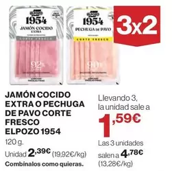 Oferta de Elpozo - Jamón Cocido Extra O Pechuga De Pavo Corte Fresco 1954 por 2,39€ en Hipercor