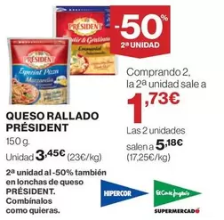 Oferta de Président - Queso Rallado por 3,45€ en Hipercor