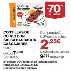 Oferta de Cascajares - Costillas De Cerdo Con Salsa Barbacoa por 7,5€ en Hipercor