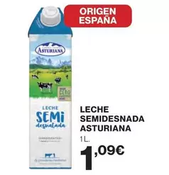 Oferta de La Asturiana - Leche Semidesnada por 1,09€ en Hipercor