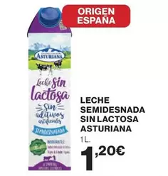 Oferta de La Asturiana - Leche Semidesnada Sin Lactosa por 1,2€ en Hipercor