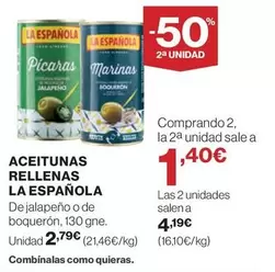 Oferta de La Española - Aceitunas Rellenas por 2,79€ en Hipercor