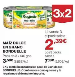 Oferta de Bonduelle - Maíz Dulce En Grano por 3,59€ en Hipercor