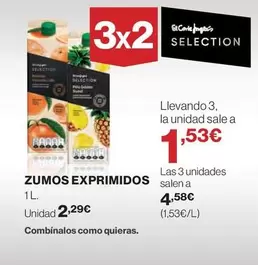 Oferta de Zumos Exprimidos por 2,29€ en Hipercor