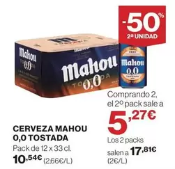 Oferta de Mahou - Cerveza 0,0 Tostada por 10,54€ en Hipercor