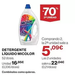 Oferta de Micolor - Detergente Liquido por 16,95€ en Hipercor