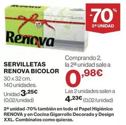 Oferta de Renova - Servilletas Bicolor por 3,25€ en Hipercor