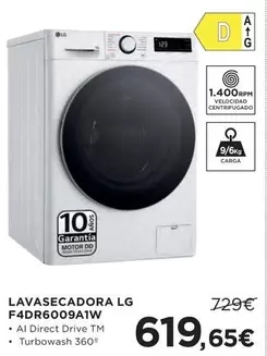 Oferta de LG - Lavasecadora F4dr6009aiwa por 619,65€ en Hipercor