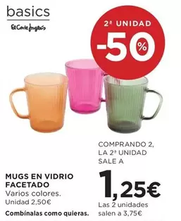 Oferta de Mugs En Vidrio Facetado por 1,25€ en Hipercor