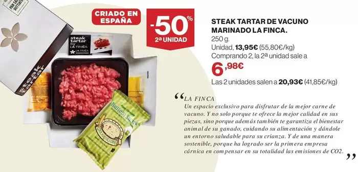 Oferta de La Finca - Steak Tartar De Vacuno Marinado por 13,95€ en Hipercor