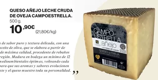 Oferta de Queso Anejo Leche Cruda De Oveja por 10,9€ en Hipercor