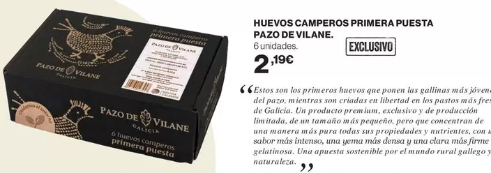 Oferta de Pazo de Villarei - Huevos Camperos Primera Puesta por 2,19€ en Hipercor